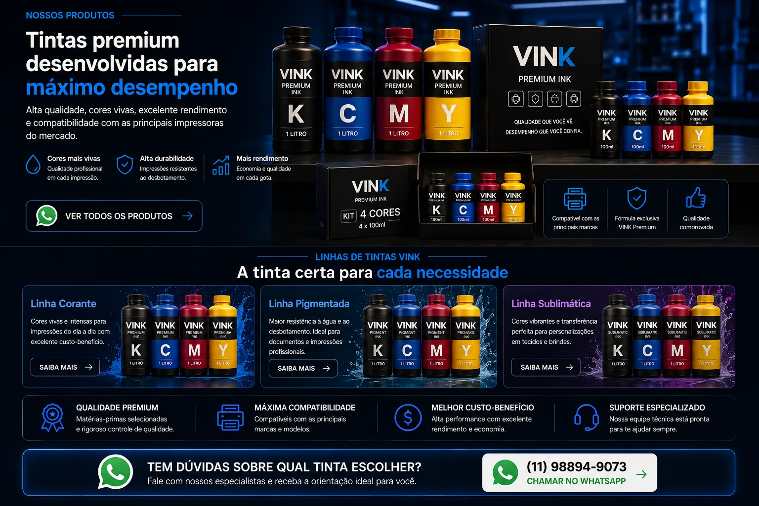 Linhas de tintas premium VINK